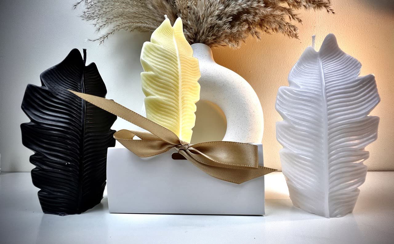 Home product Scented Leaf Candles set of three (3) Natural Soy Wax, Handmade Home Decorative, Aesthetic Beautiful Leaf, Unique Gift, Gorgeous Leaf candles