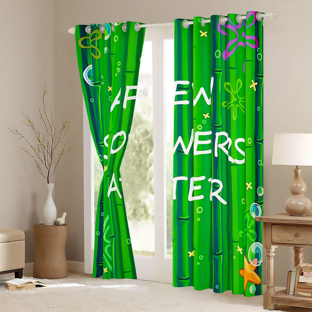 Homemissing Tende oscuranti con motivo oceano, divertenti tende oscuranti per camera da letto e soggiorno, decorazione per camera da letto e soggiorno, graziose stelle marine, isolamento termico