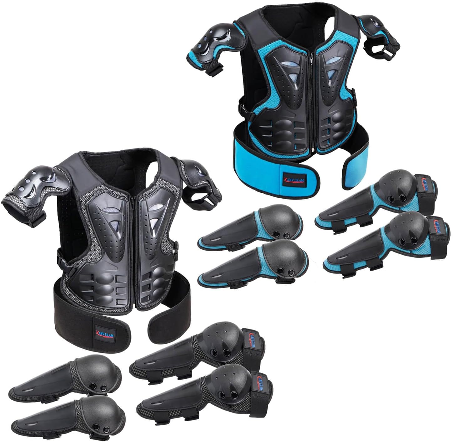 Kids Motorcycle Armor Vest Suit for Motocross ATV MTB,Elbow Knee Back Chest Protection for Skating Ski 2 Sets