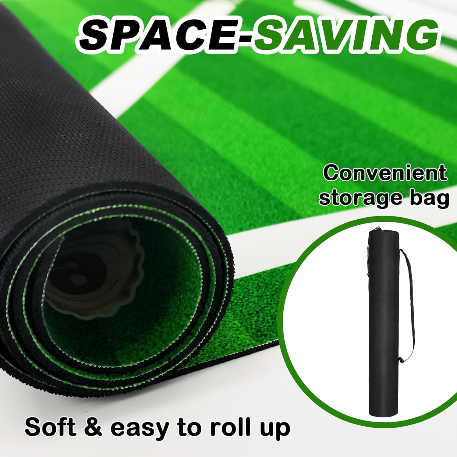 Football Footstep Training Mat, Soccer Training Mat 35 * 24IN, Soccer Skills Training Equipment with Storage Bag and Soccer Return Trainer Net (Green-White)