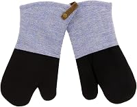 Cuisinart Chambray Neoprene Oven Mitts 2-Pack - 400°F Heat Resistant, Non-Slip Grip, Long Protection with Faux Leather Hanging Loop