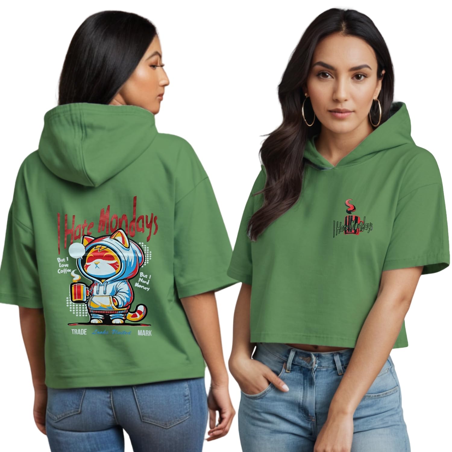 Oversize Crop top Hood for Women Summer Crop Tops for Ladies Half Sleeve-image-12