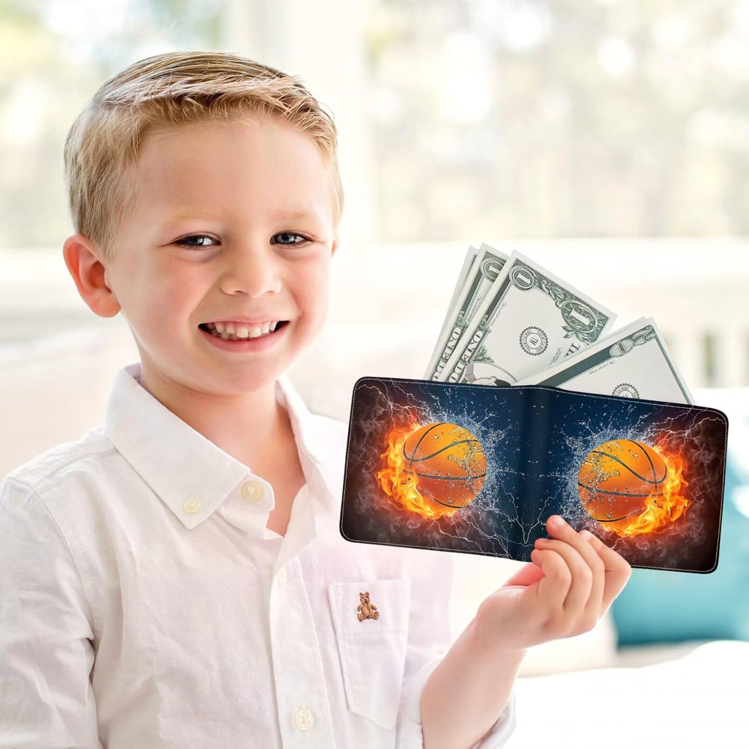 Boys Wallet for Teens, Cool Kids Wallet for Boys Ages 8-10 9-12 11-15, Funny Basketball Leather Bifold Rfid Blocking, Coin Pocket Id Window for Teen Men Youth Guys Birthday Christmas Gifts - Image 7