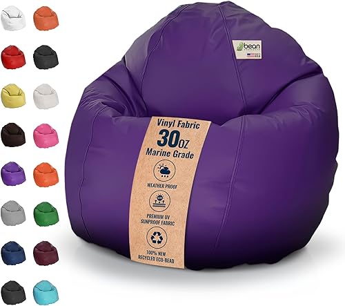 Miniatura 41 de Bean Products Puf grande de vinilo impermeable de grado marino | Relleno con cuentas de poliestireno y espuma CertiPUR | Fabricado en Estados Unidos