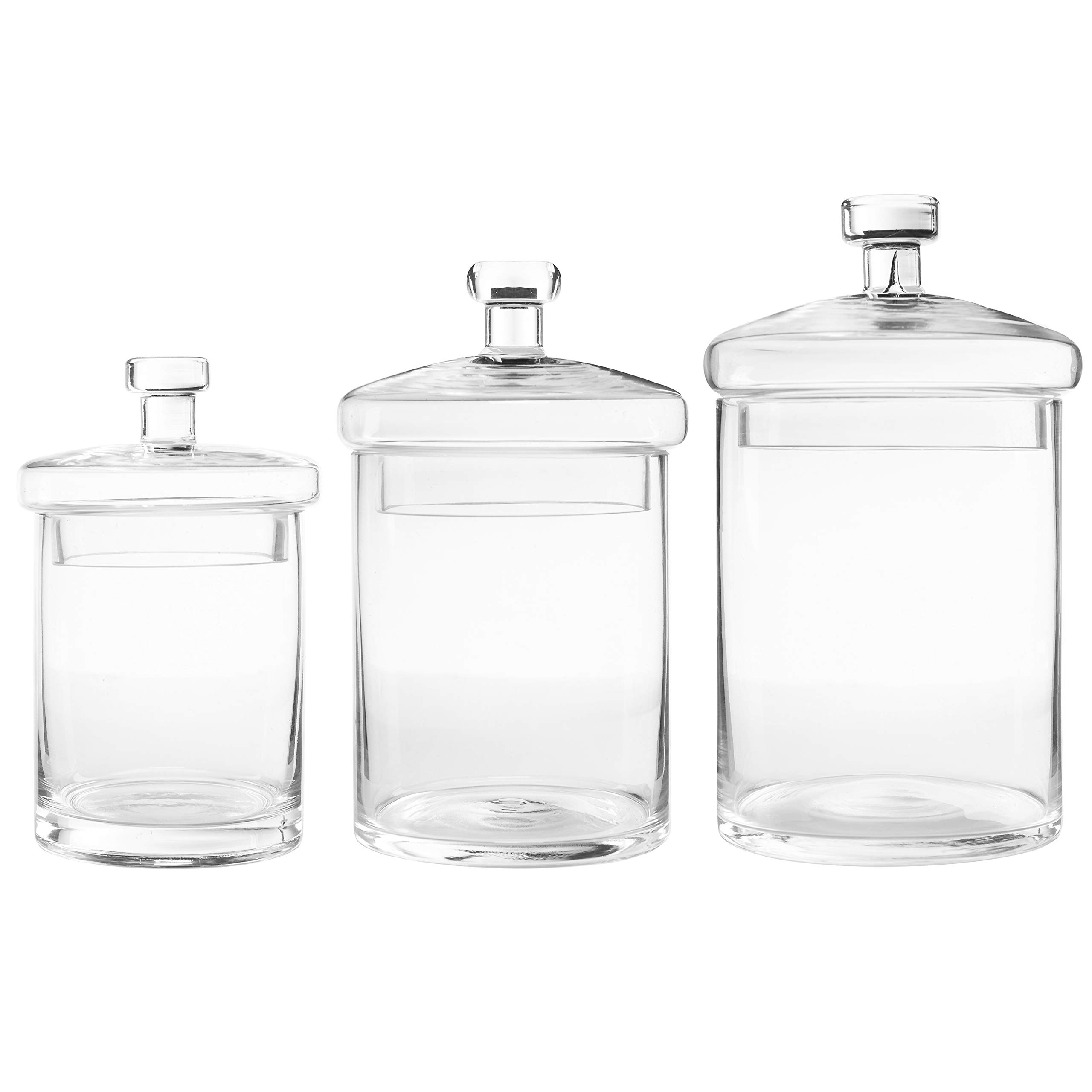 MyGift - Juego de 3 tarros de cristal transparente con tapa, decorativos.
