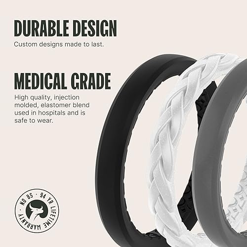 Miniatura 2 de Groove Life - Anillo apilable de silicona, anillos de boda para mujer, de goma transpirable, anillos cómodos con diseño único