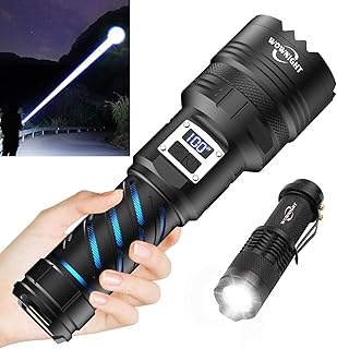 Torches Led Super Bright Rechargeable, Flashlight 100000 Lumens Torches Battery Powered, Tactical Torch Rechargeable, Powerful Torch 2 Switches Large Torch for Camping Dog Walking Emergency Gift Torch