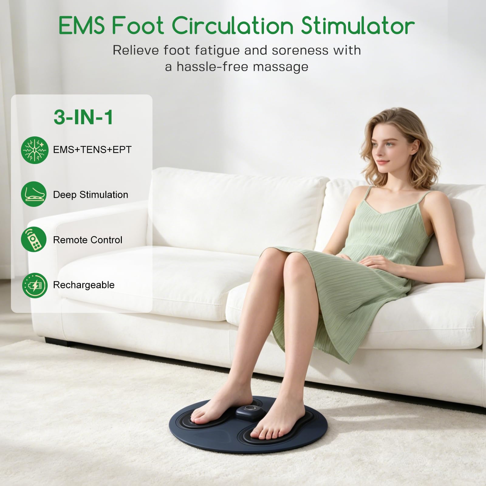 Medic Durchblutungs-stimulator Beine, Wiederaufladbare Fußmassagematte Durchblutungsstimulator Füße Beine, EMS Fußmassagegerät Elektrisch Verbessert Durchblutung und Neuropathie Linderung Fußschmerzen