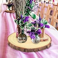 Vista 5 de 4 piezas de rodajas de madera natural de 10-12 pulgadas, círculos de madera de pino sin terminar con corteza para posavasos, manualidades DIY