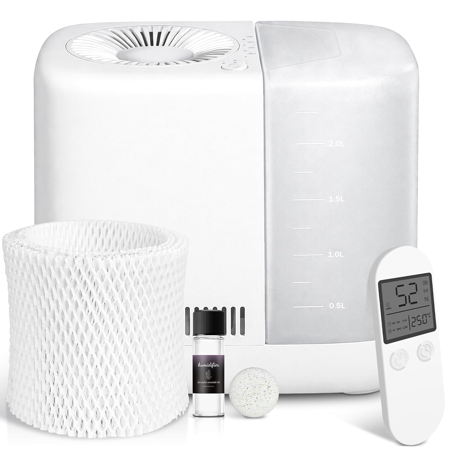 Evaporative Humidifier for Bedroom No Mist Dishwasher Safe No White Dust Smart Remote with Sensor Red Sleep Light