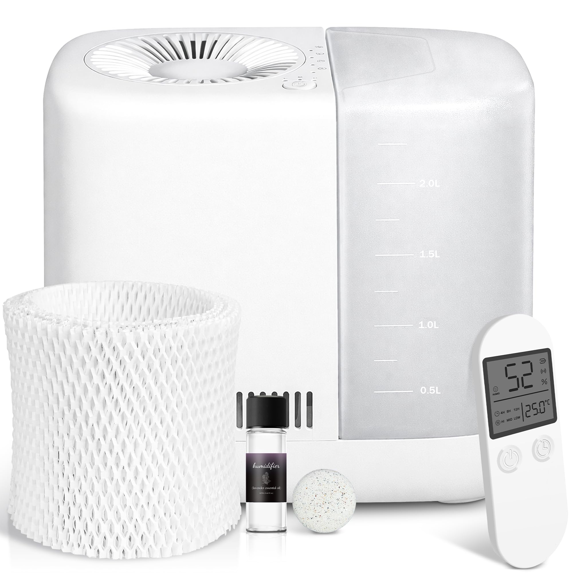 Evaporative Humidifier for Bedroom No Mist Dishwasher Safe No White Dust Smart Remote with Sensor Red Sleep Light