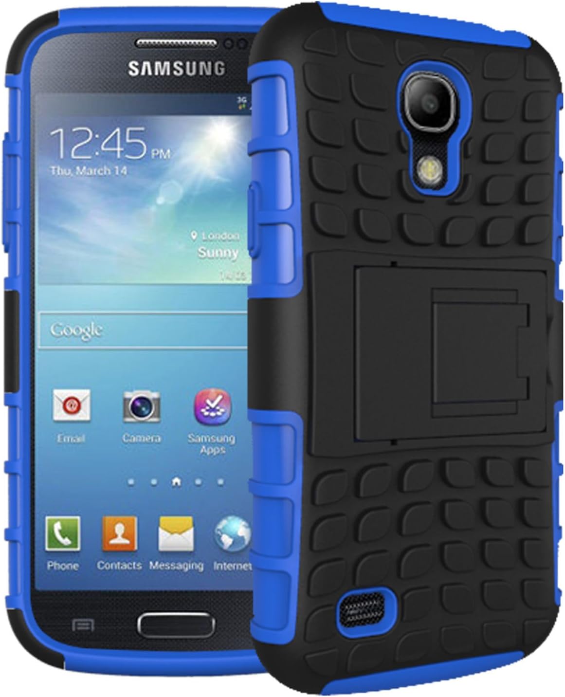 Samsung Galaxy S4 Mini Case, GAPlus® Premium Quality Heavy Duty Shock Proof Armour Dual Protection Defender Plastic Hard Back Case Cover For Samsung Galaxy S4 Mini i9190 + Free Screen Protector With Microfibre Polishing Cloth ( Blue )