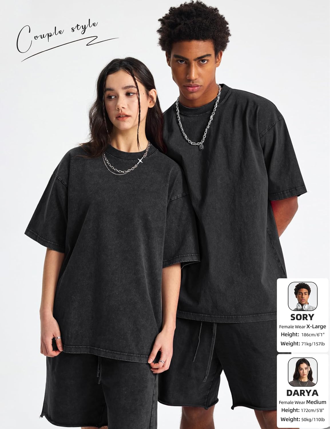 Arssm Mens Oversized T Shirts Cotton Acid Wash Baggy Tees Loose Fit Vintage Heavyweight T-Shirts - Image 2