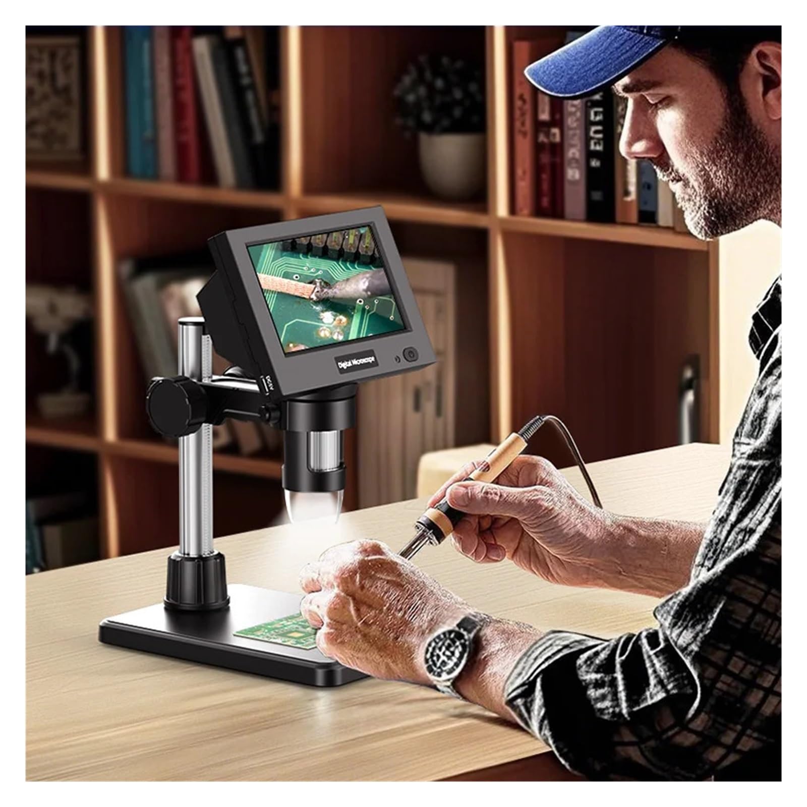 4.3"IPS Digital Microscope With 8 LEDs1000X Magnification Coin Microscope USB Electronic Microscope Camera For PCB Soldering