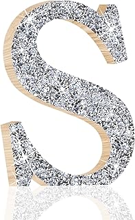 Utuichuo 5.7 Inch Marquee Letters Wall Decor, Diamond Monogram Wooden Alphabet Signs, Living Room Bedroom Office Home Decor Wall Art, Initial Decorations Gifts for Wedding Birthday Party (S)