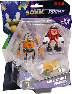 BANDAI Sonic Prime Collectable Figures 3 Pack Set 1 | 3 6.5cm Sonic The Hedgehog Models Based On The Sonic Prime Netflix TV Show | Sonic Toys Make Great Gaming Merchandise For Adults And Kids
