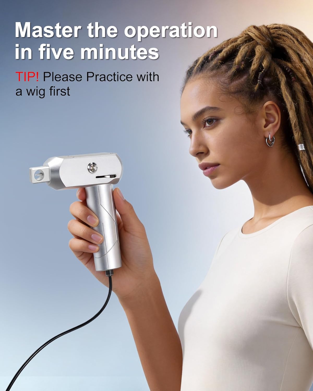 3rd-Gen Dreadlocks Machine, Patented Needle Retraction, Handheld Instant loc Machine Features a Lightweight 1.1lb Aluminum Body, 6 Braiding Heads, Tangle Resistant for Salon/Home Use. 2-Year Warranty