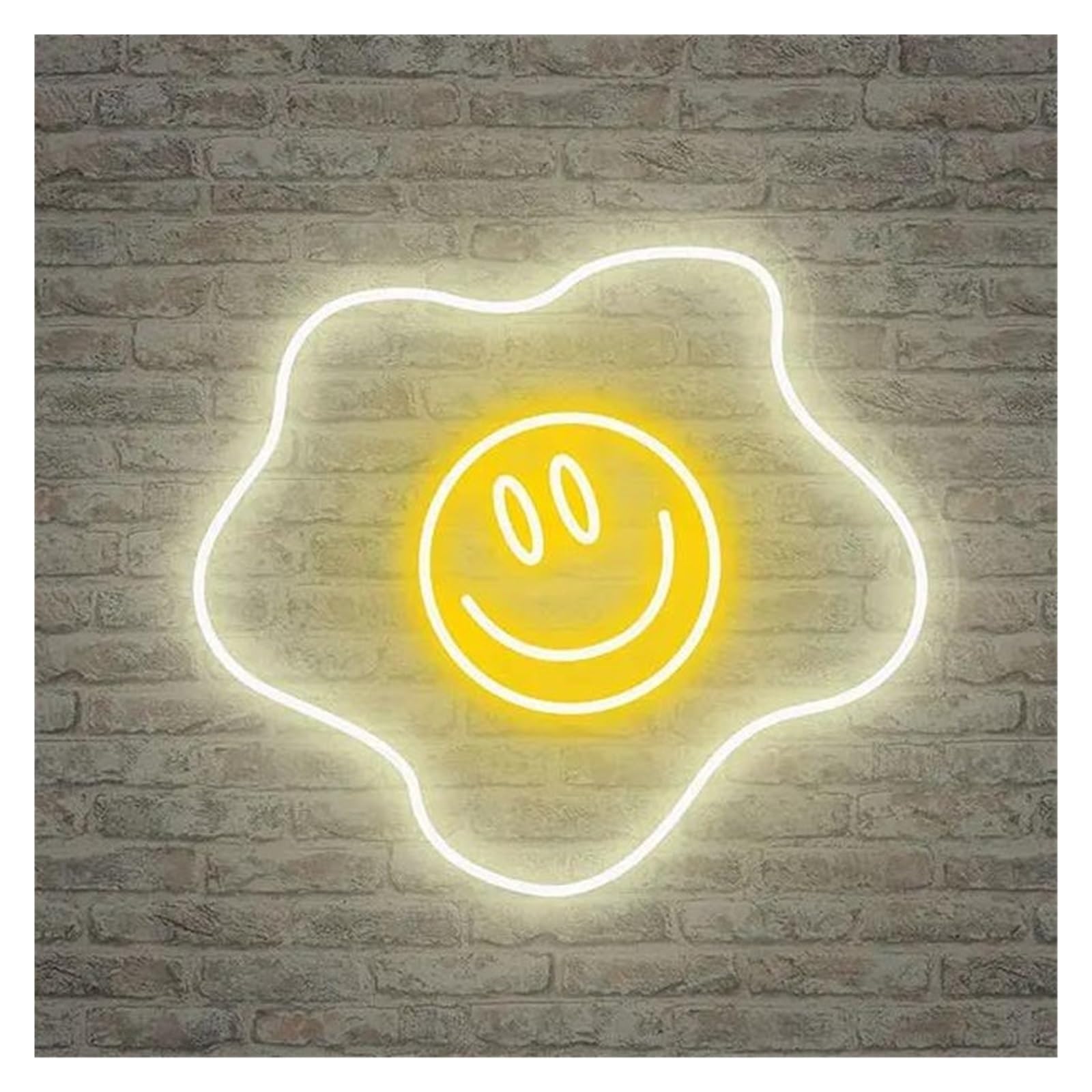 Lemst B Signs Lamp Fried Egg Neon Sign Cute Smile Light Us Powered For Kitchen Living Room Restaurant Dining Room Edroom Wall Art Hanging Decor 40Cmx38cm(B)