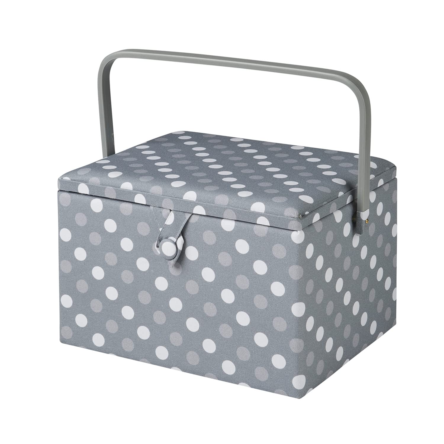 Large Sewing Basket Grey Spot 23.5 X 31 X 20.5CmSewing Online Ga1129L from B&Q