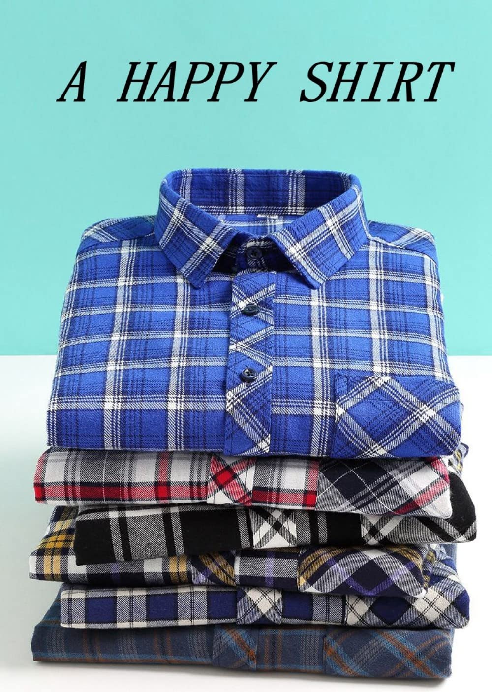 Camicia in Cotone A Maniche Lunghe da Uomo,Camicia Casual da Uomo A Manica Lunga, Camicia da Uomo in Flanella di Cotone A Quadri Manica Lunga con Tasca sul Petto Camicia Casual per Uomo Camicia in C
