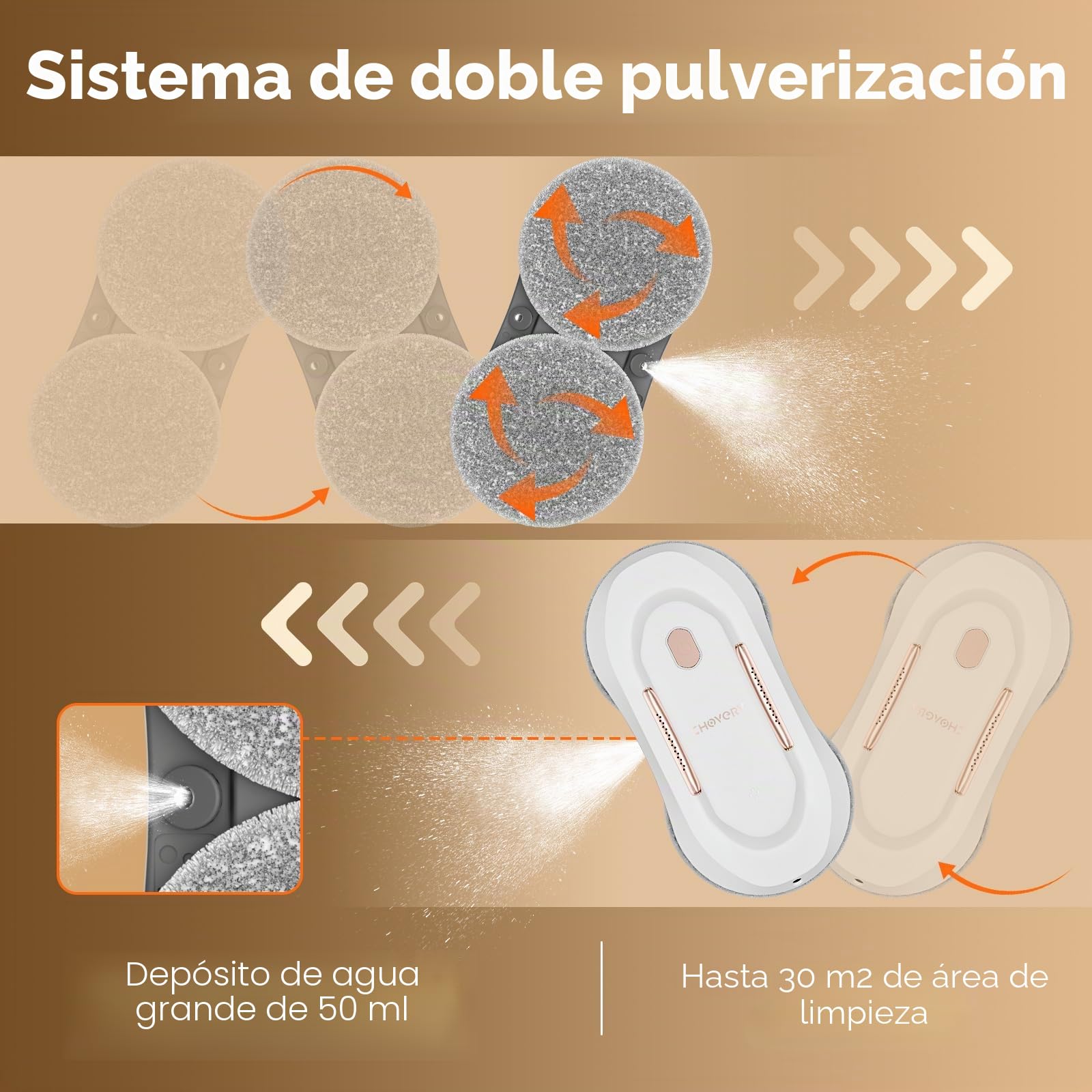 CHOVERY Robot de limpieza de ventanas automático con doble spray de agua CL3, limpiador de ventanas, robot limpiador de ventanas, robot de limpieza de vidrio, eléctrico de 3000 Pa Sunction Power