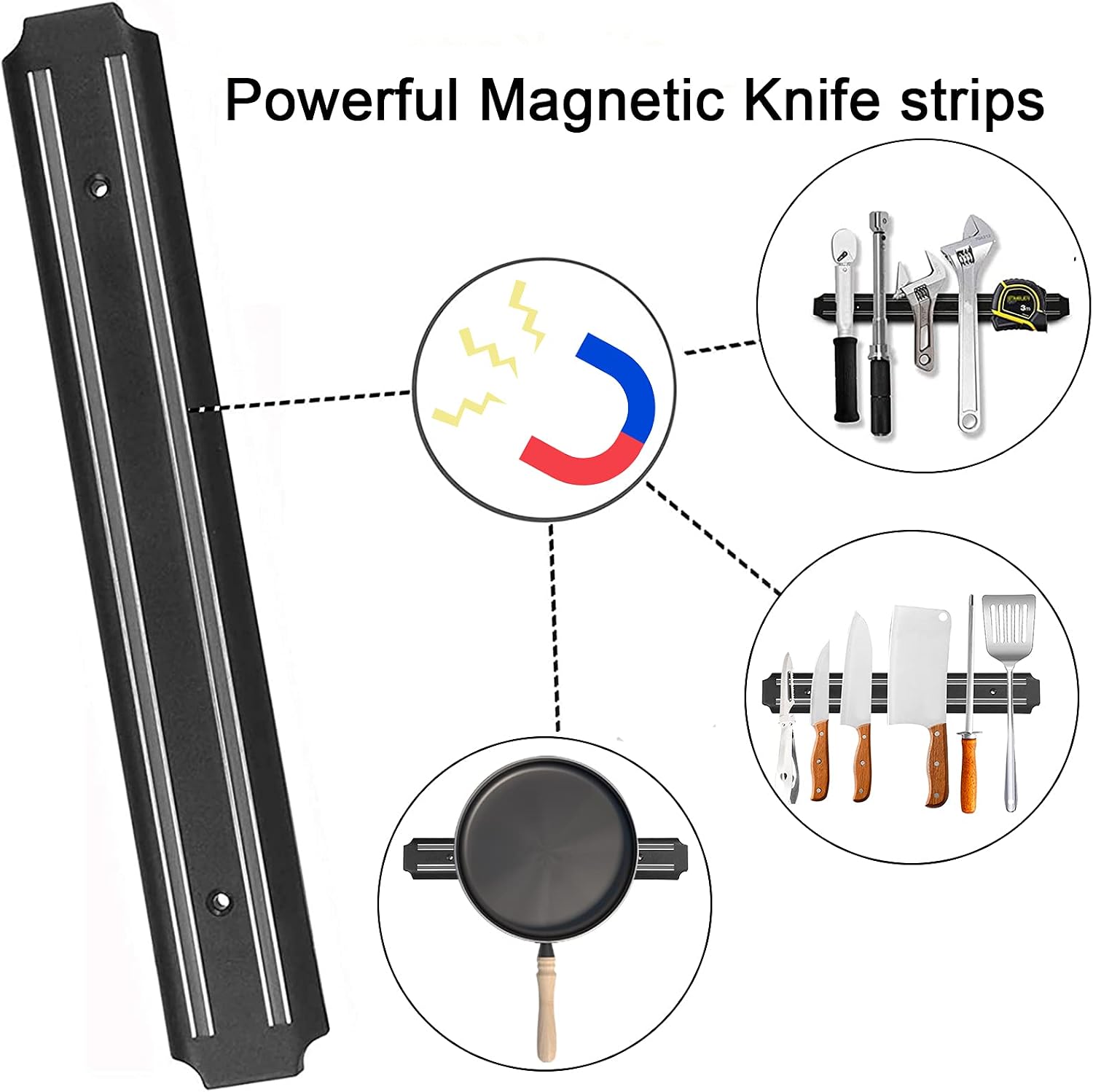 Magnetic Knife Holder 15in Magnetic Knife Strip for Wall, Powerful Magnetic Knife Rack, Securely Hang Knives on Multipurpose Tool Holder