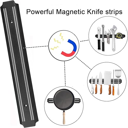Miniatura 5 de Soporte magnético para cuchillos, tira magnética de cuchillos de 15 pulgadas para pared, potente estante magnético para cuchillos, cuelga de forma