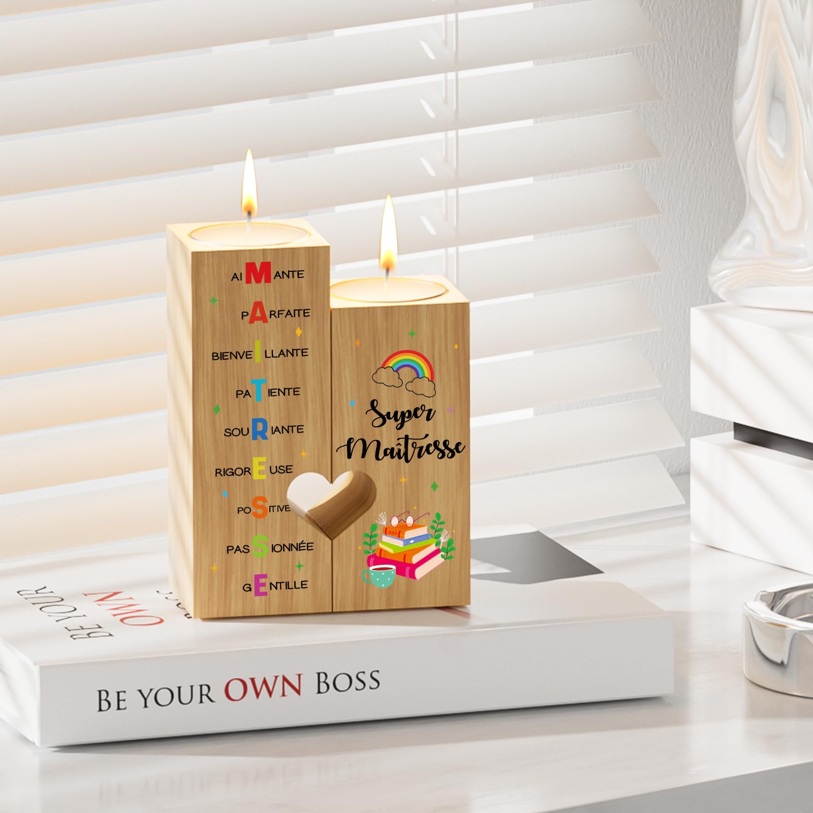 Cadeau Maitresse d'école Fin d'année, Candélabre Merci Meilleur Cadeaux Les Femmes Professeur Anniversaire Graduation Noel Idee