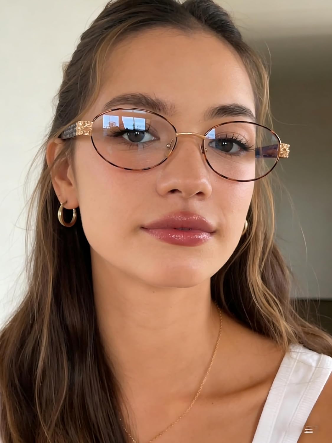 Dollger Oval Blue Light Blocking Glasses for Women Men Small Cute Bluelight Eyeglasses Metal Frame Computer Screen Gaming