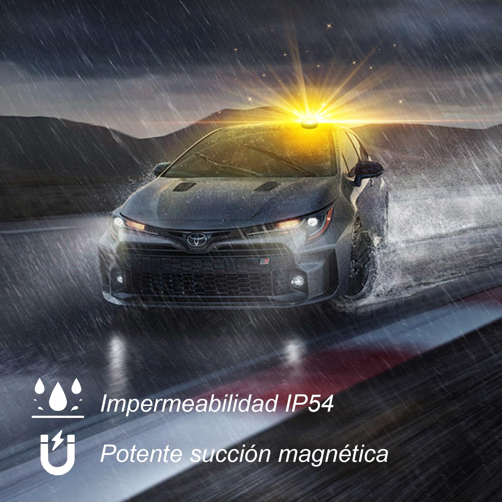 ANTELA Luce V16 Emergenza Auto Omologata DGT,con SIM Gratis fino al 2038, Eolocalizzazione 3.0, Visibilità 1 KM,con Base Imantata,1 Unità