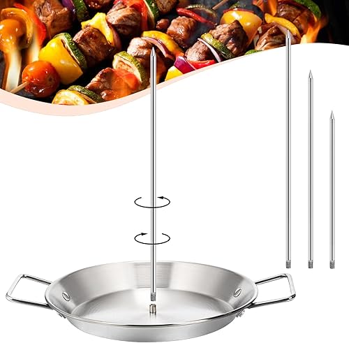 Miniatura 7 de Noamus Brocheta vertical para parrilla, pincho de acero inoxidable, brocheta de pastor con 3 picos extraíbles de tamaño (8, 10, 12 pulgadas),