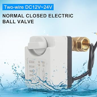 DC 12V-24V 2-Way Motorized Ball Valve, DN15 1/2 Brass, ABS, Normally Closed Electric Solenoid Valve with Manual Function