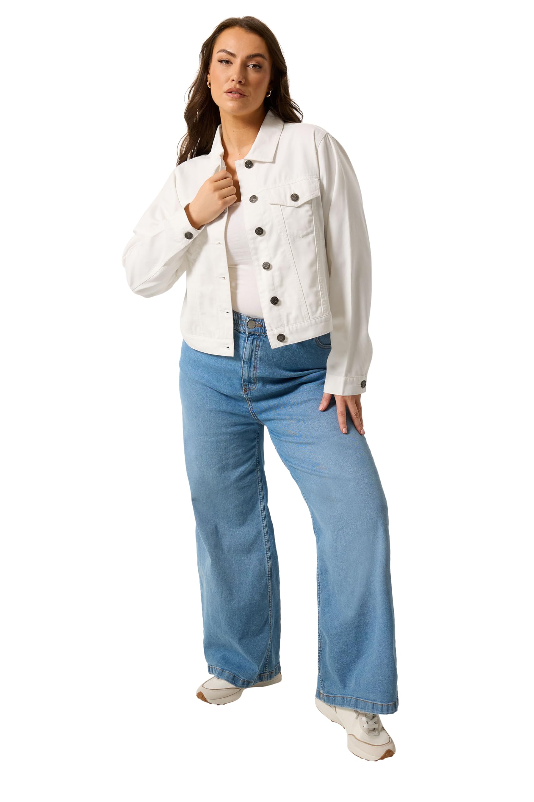 Yours Women's White Denim Jacket In | Size: 26-28