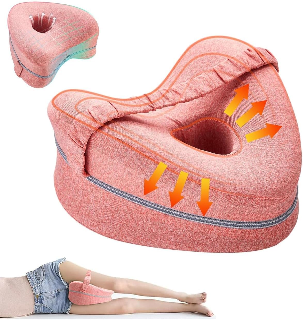 Leg Pillow for Sleeping,Dark Knee Pillow, Back Pain Relief Pillow Heart-Shaped Memory Cotton