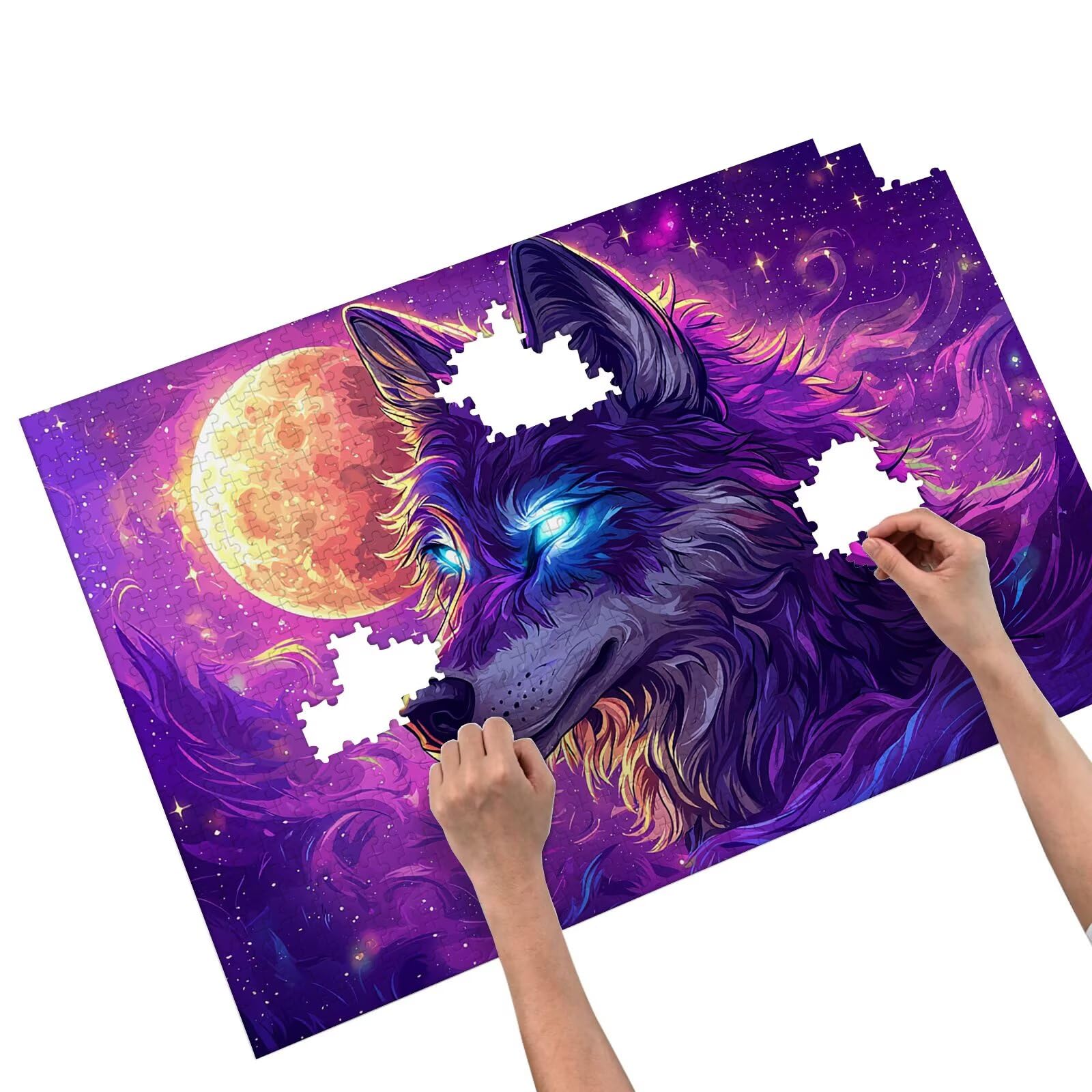 Puzzle dla dorosłych, 2000 elementów, wilk, 2000 elementów, z pudełkiem na prezent, drewniane puzzle dla dorosłych z naturalnym drewnem, prezenty dla kobiet, mężczyzn, duże drewniane puzzle do