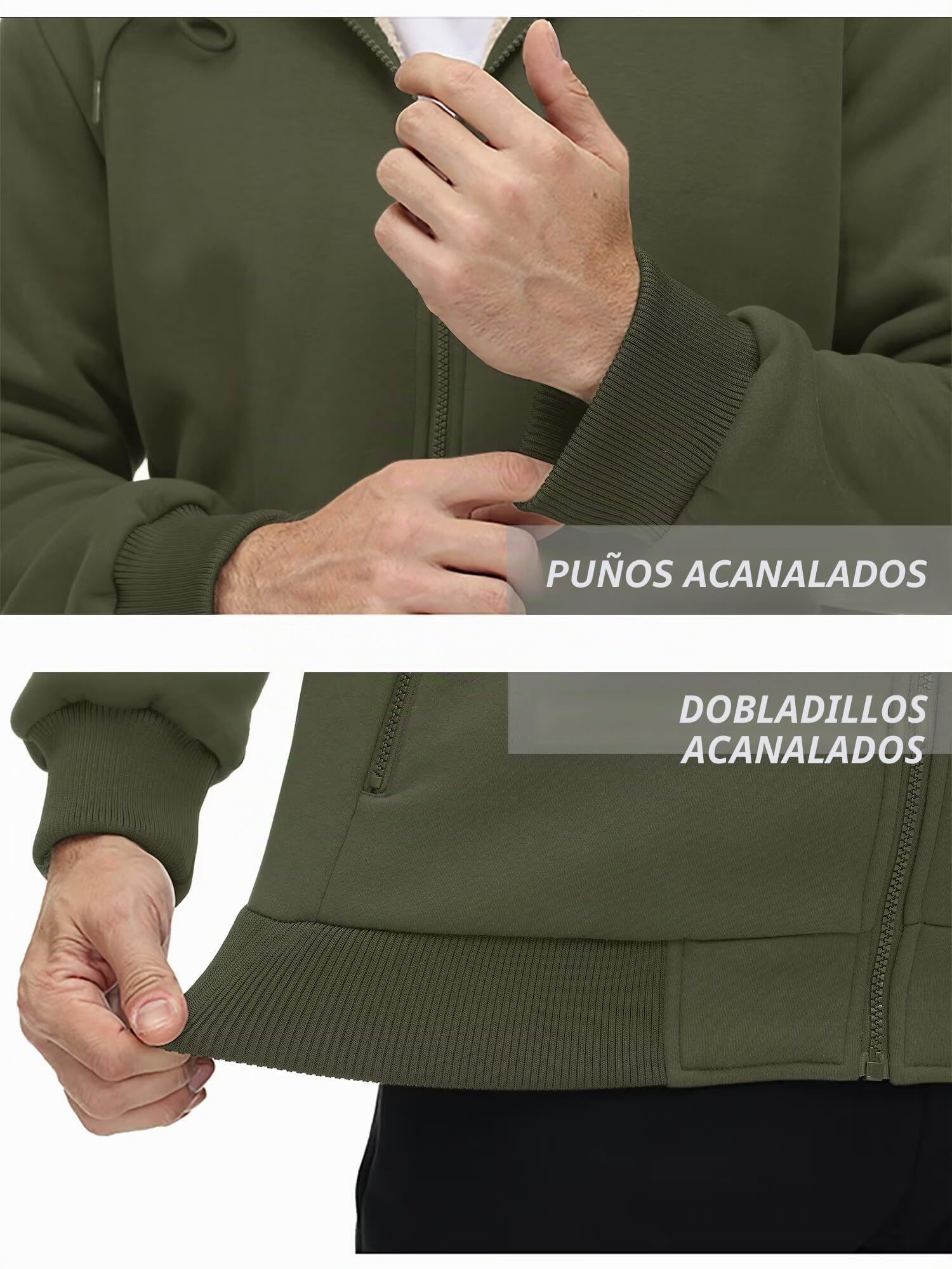 KEFITEVD Hombres Invierno Capucha Chaquetas Cremallera Capucha Sudadera Casuales Prueba Viento Capucha Sudaderas con Bolsillos