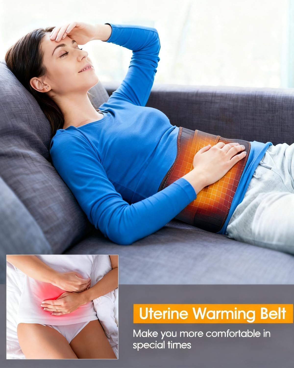 Portable Heating Pad with Massager for Back Pain Relief, 5000mAh Cordless Heating Pad, Touchscreen Control, Adjustable Waist Belt, 3 Heat & Vibration Levels, Ideal Gift for Men Women Mom Dad (Grey)