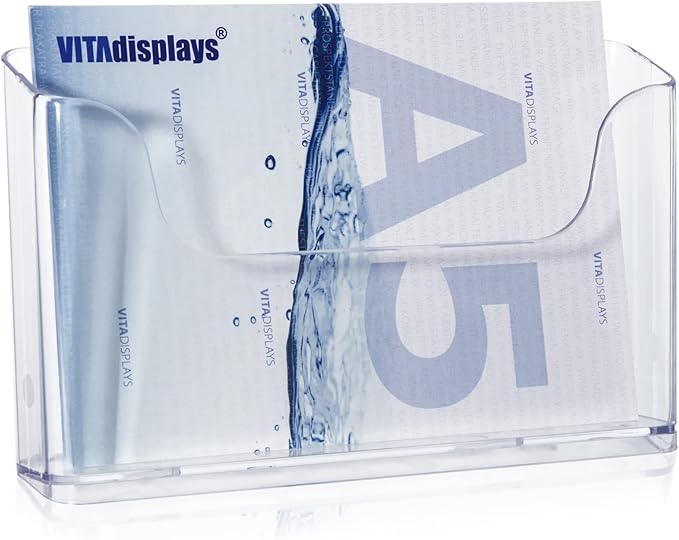 Espositore Per Brochure VITAdisplays DIN A4 - 4 Ripiani Trasparenti In Polistirolo - Per Tavolo O Parete - Foto 11