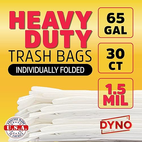 Miniatura 4 de Bolsas de basura de 65 galones resistentes de 0.059in transparentes  30 bolsas de basura grandes  plegadas individualmente  Bolsas de basura
