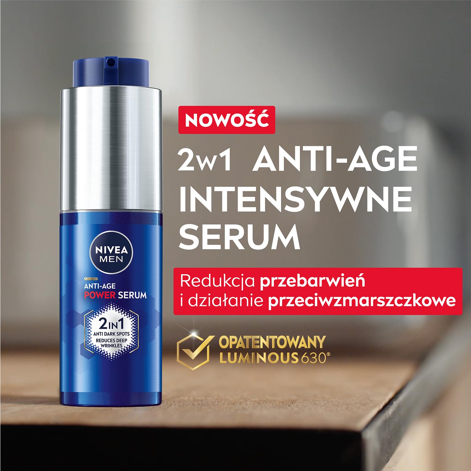 NIVEA MEN ANTI-AGE POWER Zestaw męski Intensywne serum do twarzy przeciw przebarwieniom 30 ml i Krem nawilżający SPF 30 50 ml