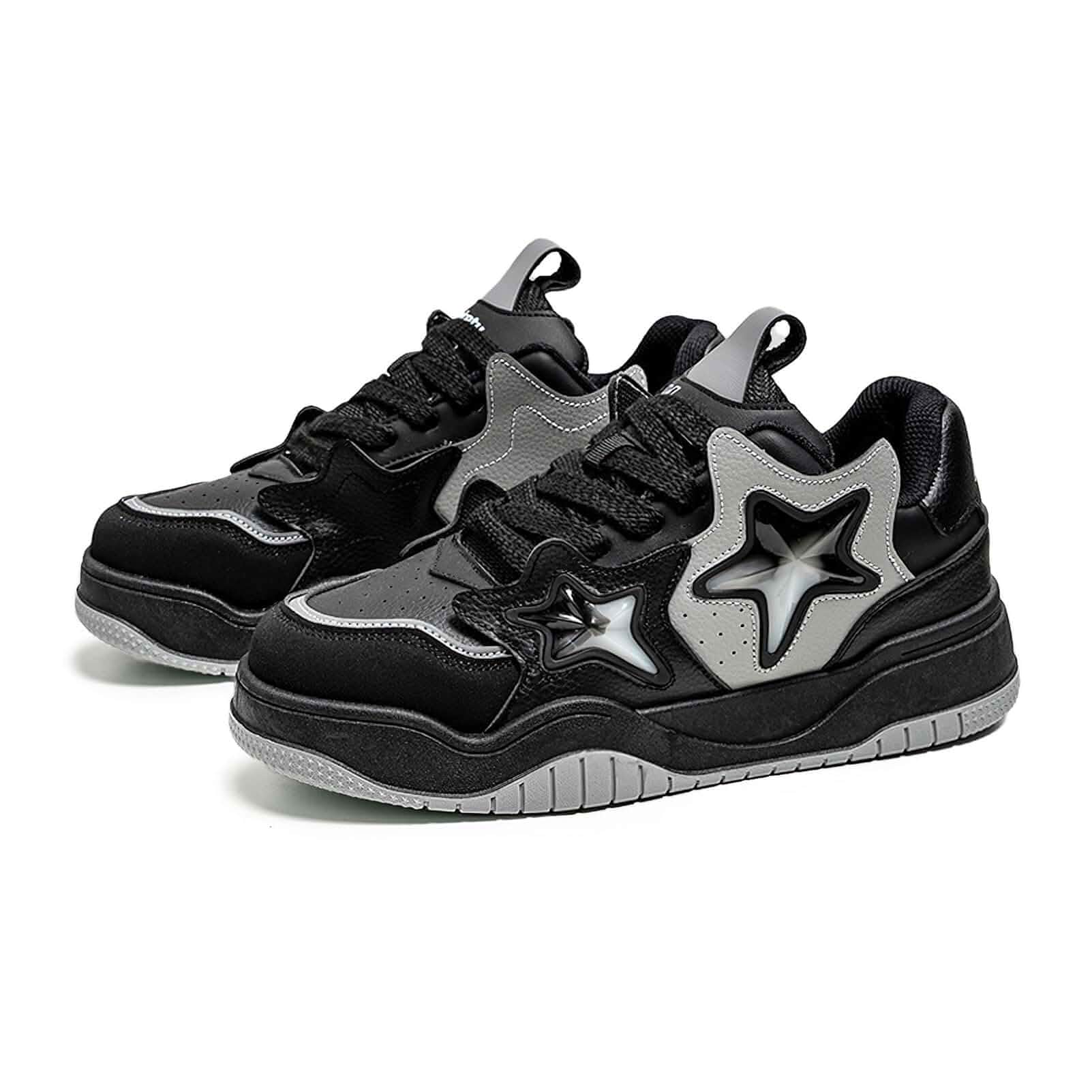 ExusiaiChunky Sneakers for Men Fashion Design Star Y2K Shoes Comfortable Skateboard Walking Platform Dad Shoes White/Black/Green