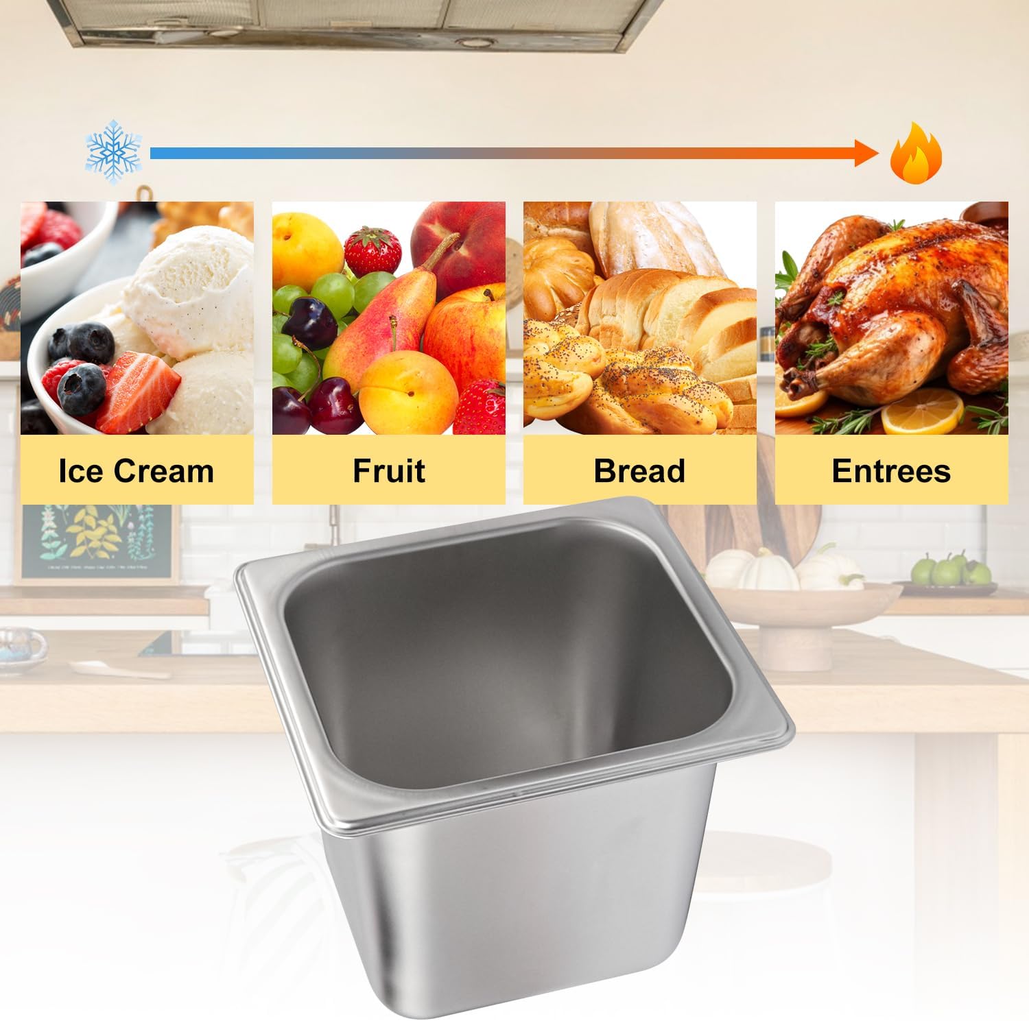 4 Pack 1/6 Size Stainless Steel Steam Hotel Pan with Lid, 6 Inch Deep Anti-Jamming Steam Table Pan, Professional Grade, Hotel Steam Pans for Catering, Restaurant, Home Kitchen & Dining - Image 4