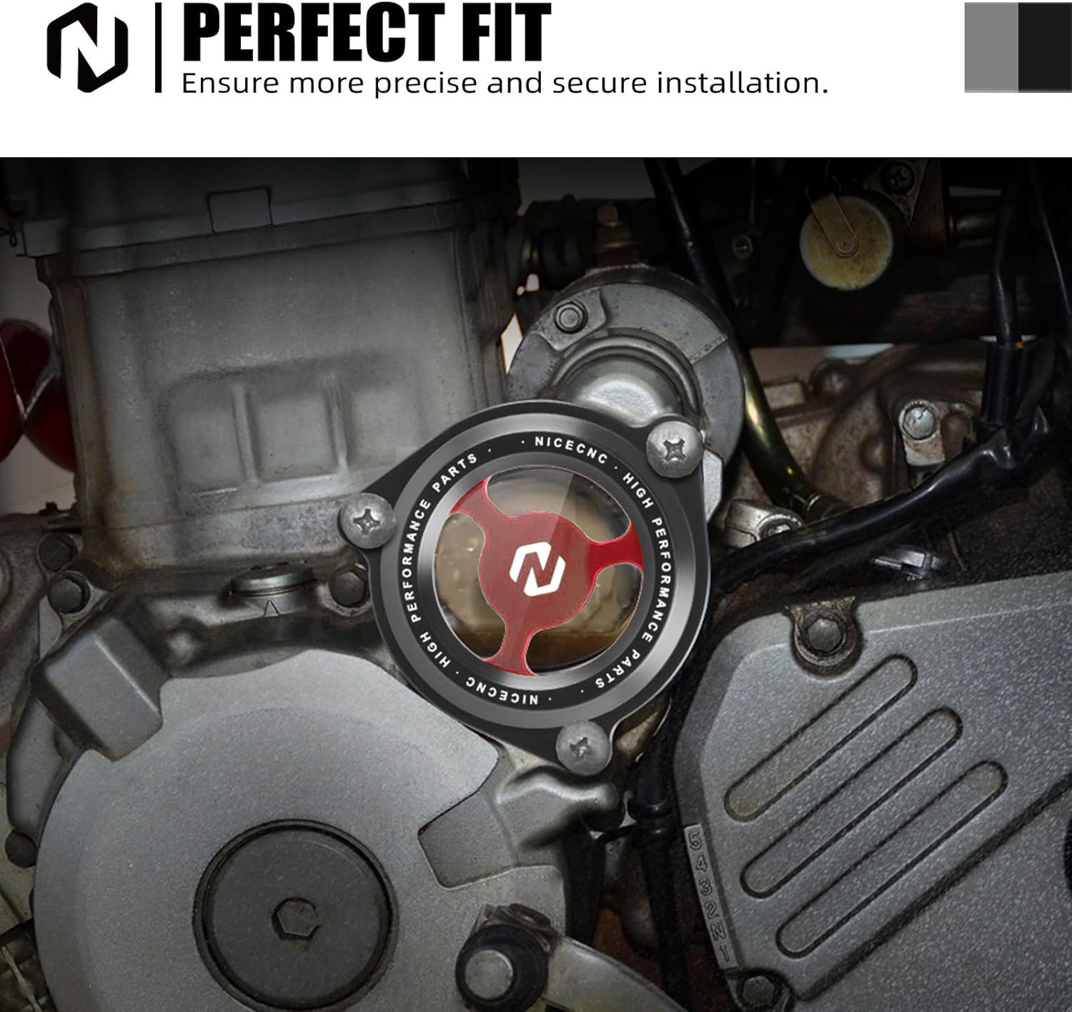 NICECNC Engine Timing Tensioner & Transparent Oil filtrar Starter Cover Compatible with Suzuki DRZ400/S/SM 2000-2024 See Fitment