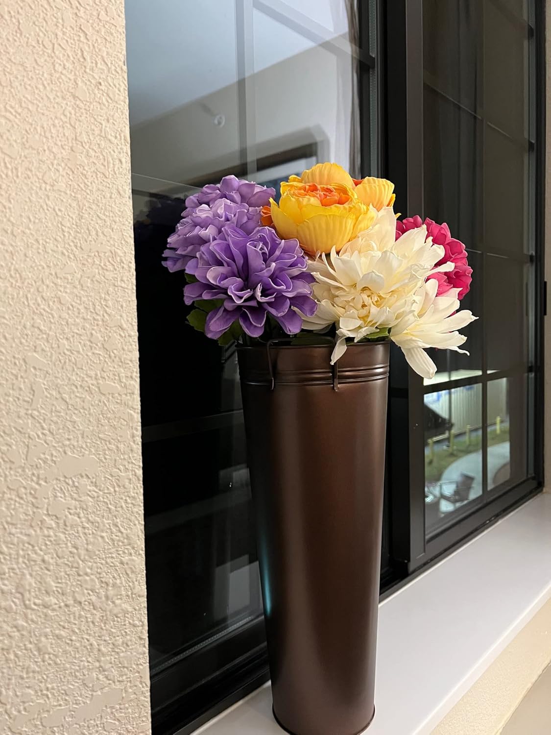 Hosley Antique Bronze French Bucket Vase with Handles 6" Dia x 15" H, Perfect for Weddings, Parties, Country Picnics, Floral Arrangements, Tableware Storage, or Candle Gardens - Rustic Farmhouse Décor - Image 3