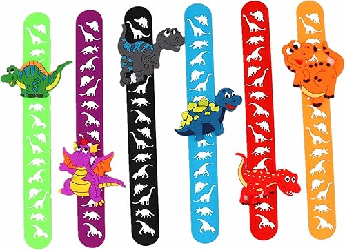 Miniatura 3 de 6 pulseras de silicona para fiesta temática de dinosaurio, dragón de dibujos animados