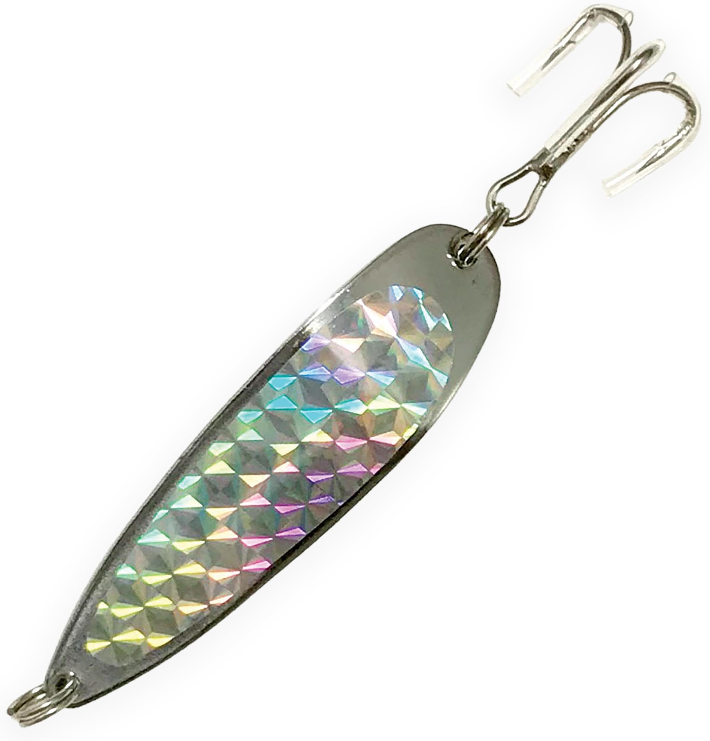 Crocodile Spoon Fishing Lures 2oz, 6 Pcs Silver Finish with 3X Strong Mustad Treble Hooks for Saltwater & Freshwater Fishing, Includes Durable Hook Set, Ideal for Tuna, & More