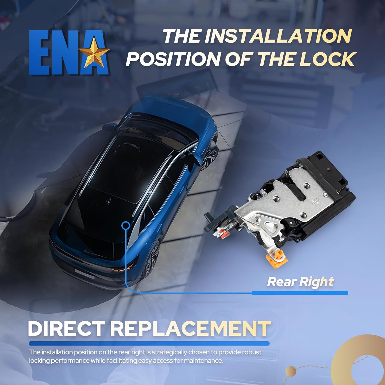 ENA Power Door Lock Latch Actuator Assembly Rear Right Compatible with Chevy Avalanche Silverado Suburban Tahoe GMC Sierra Yukon 2000-2007 Replacement for 15110650 15068503 15761420 16637324 DLA1156