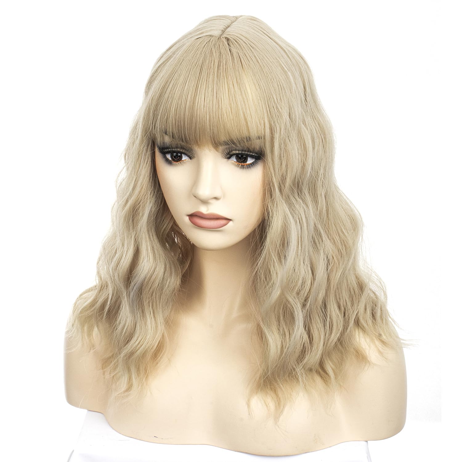 Colorfulpanda Short Bob Wigs for Women Blonde Wavy Wigs with Fringe Natural Heat Resistant Synthetic Hair for Daily Use and Cosplay 14inch - Image 4