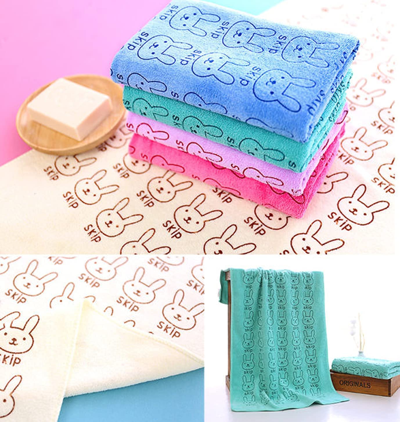 THE PURE NEST Cotton Microfibre Bath Towels for Kids | Extra Soft, Quick Dry, Strong Water Absorbent | Hypoallergenic Skin-Friendly Towel |48x84cm | Pack of 2 3
