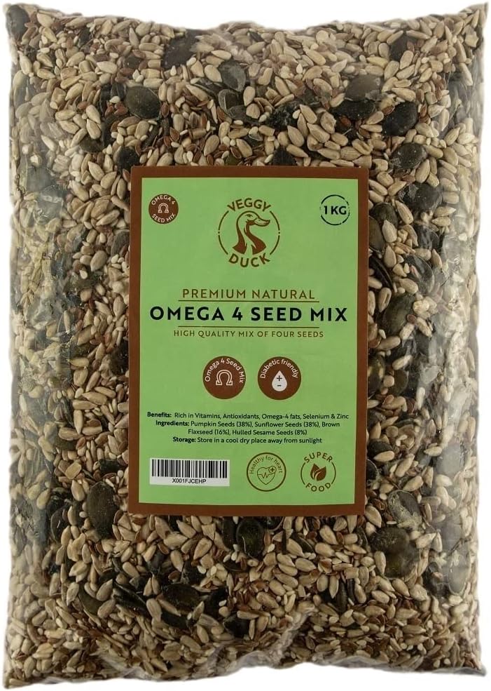 Veggy Duck - Natural Omega 4 Seed Mix (1Kg) - Premium Quality | Four Seeds | Shelled | GMO Free